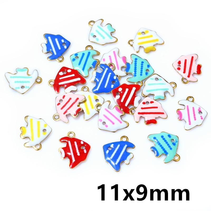 20pcs Random Mix Cute Stainless Steel Enamel Charms Pendant Fish Starfish Flower Evil Eyes DIY Jewelry Making Accessories