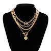 Fashionable Punk Black Multi-layer Collarbone Chain for Men and Women Simple Geometric Heart-shaped Pendant Necklace Set Jewelry Gift