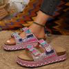 Hemp Rope Large Size One-word Platform Sandals Spot Fashion Celebrity Style Woven Cool Slippers Women's 2025 Summer New