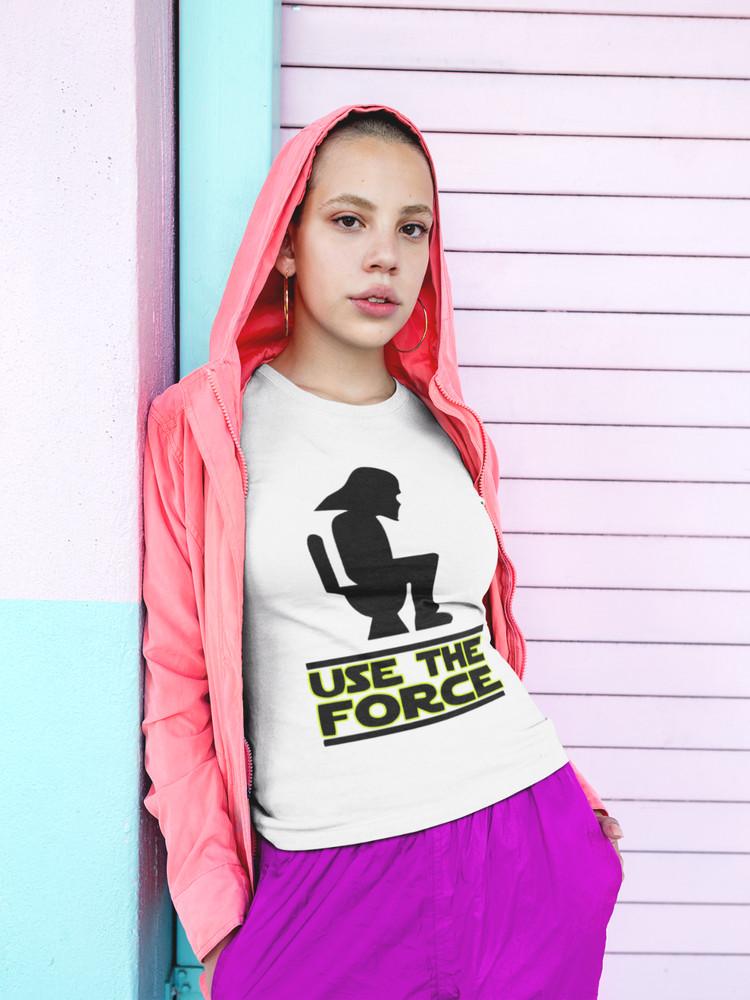 

Органический хлопок Женский оверсайз Смешная надпись Пародия на Звездные войны Используй Силу Смешно M