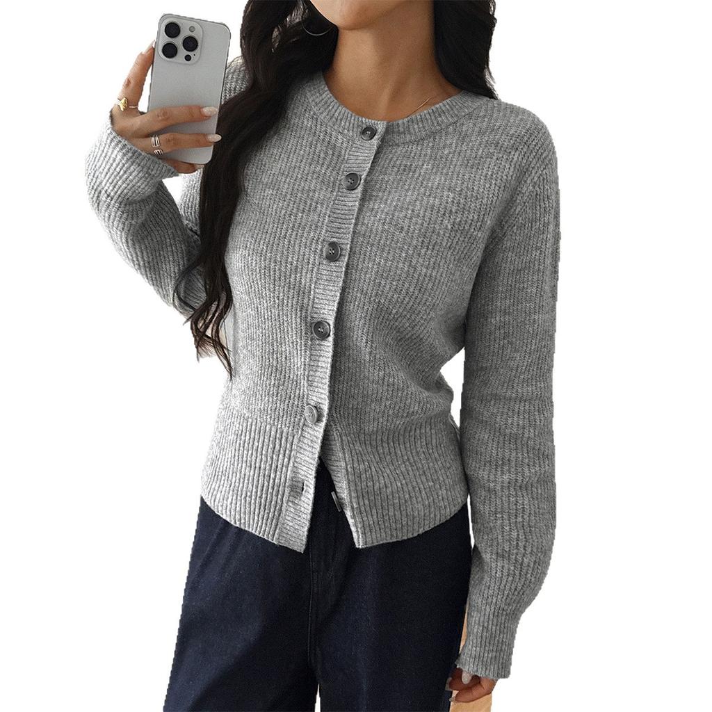 European and American Y2K Spice Girls Button Solid Color Long Sleeve Sweater Wool Women's Autumn