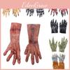 Realistic Bloody Zombie Gloves Halloween Cosplay Scary Party Props Yellow Latex