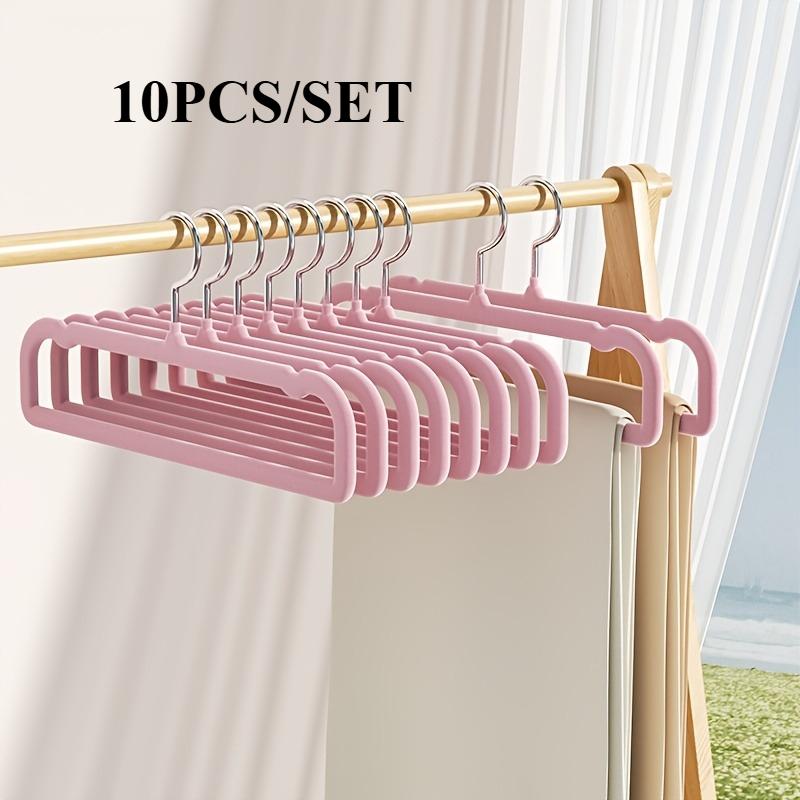 10PCS/SET Flock Coated Non-Slip Hangers for Home & Clothing Store - Space Saving Closet Organizer, Shoulder-Friendly No Crease