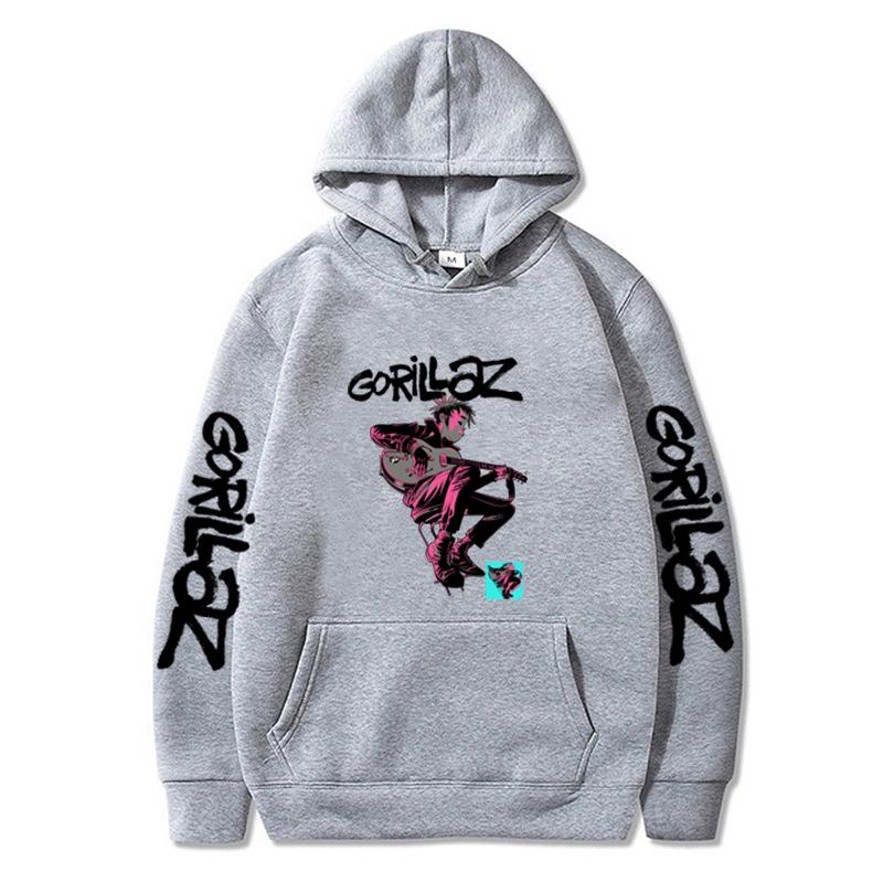 2023 Autumn-Winter GORILLAZ Cartoon Pullover Hoodie - Plus Size Trendy Hooded Sweatshirt