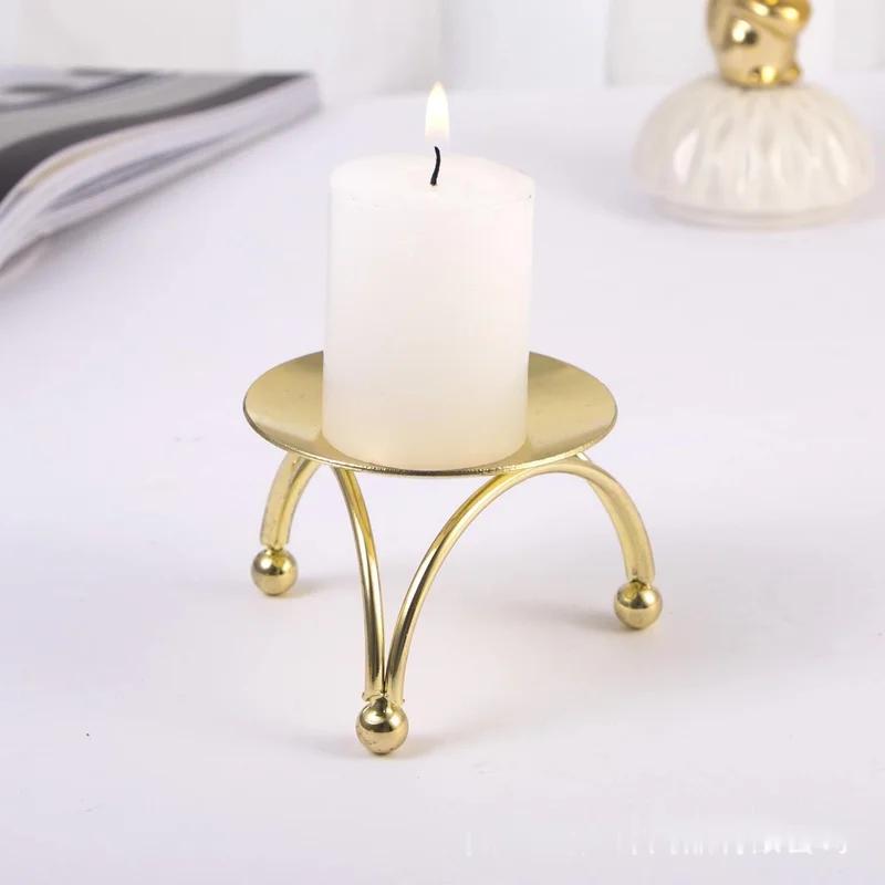 1pc Candle Holder Candlestick Iron Arts Crafts Desktop Decoration Christmas Decorations for Home (not Includ Candy)