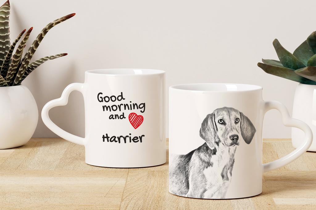 Harrier - cup with a dog, adorable cup with a heart-shaped handle, universal gift from the Art-Dog brand