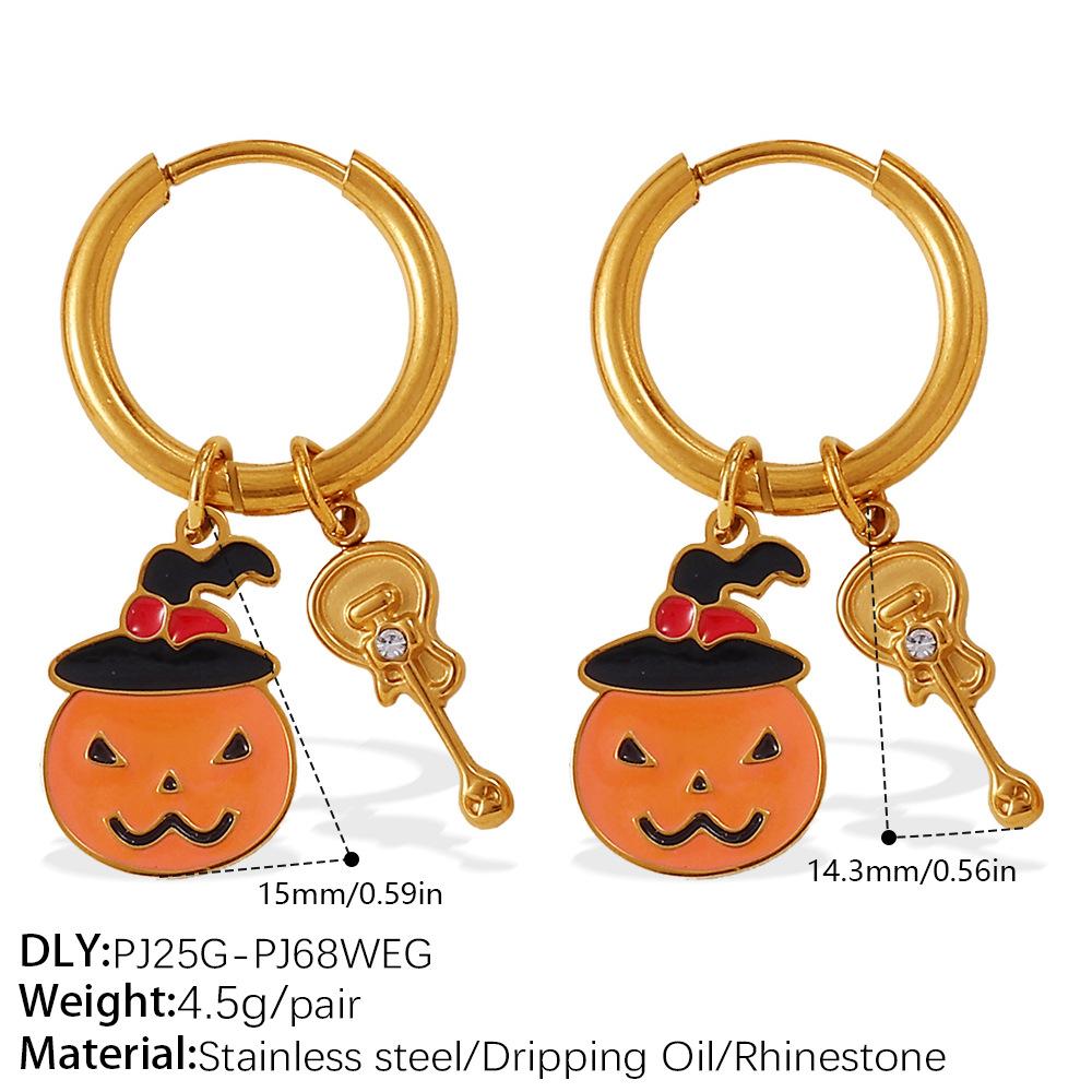 Modische Halloween-Serie Lustige DIY-Anhänger-Ohrringe Edelstahl Öl-Tropf Nischen-Ohrringe