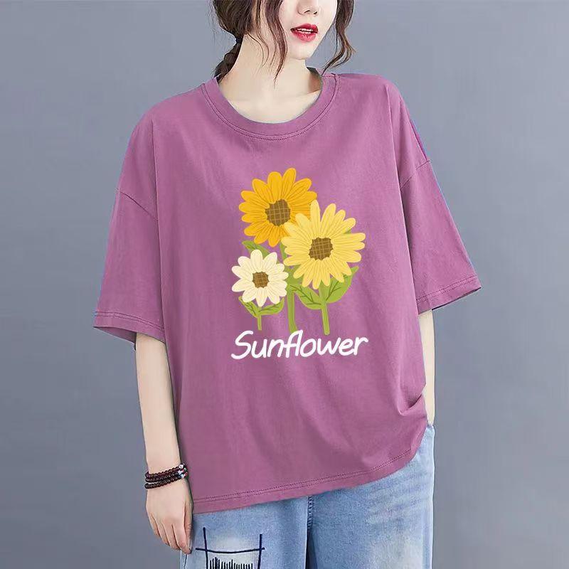 Cotton White T-shirt Women Short-sleeved Summer 2025 New Loose Short Half-sleeved Solid Color Tops