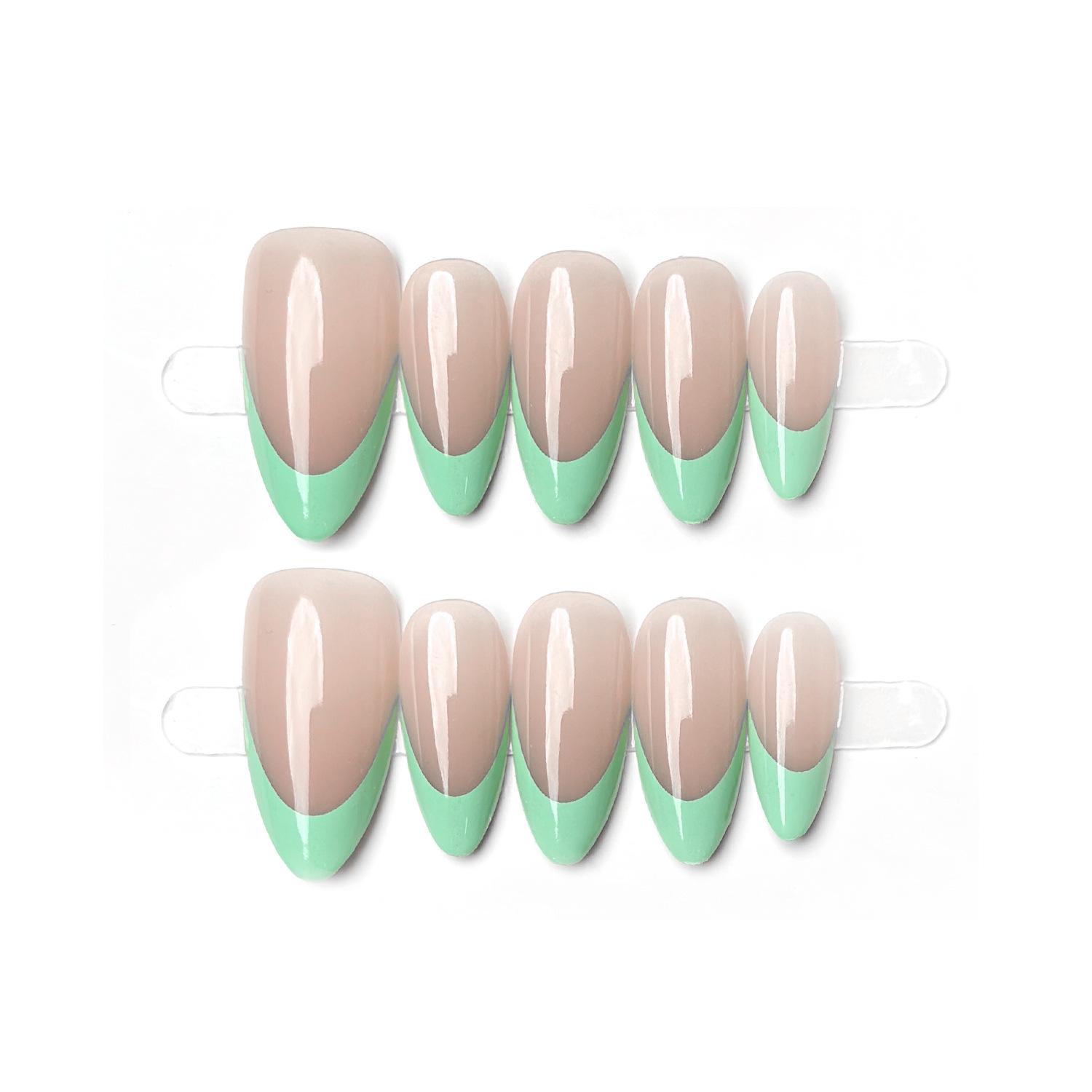 

Jiaolong Almond French Dazzling Purple Aurora Wearable Nails - Cute, Advanced Manicure Design for Pure Desire Whitening.