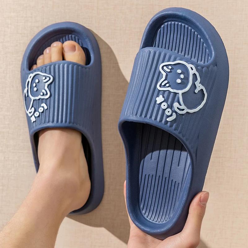 Fashion Thick Bottom Cloud Slides Women Fashion Dog Soft Sole Platform Slippers Woman Summer Light Non-Slip Bathroom Bathing Slippers