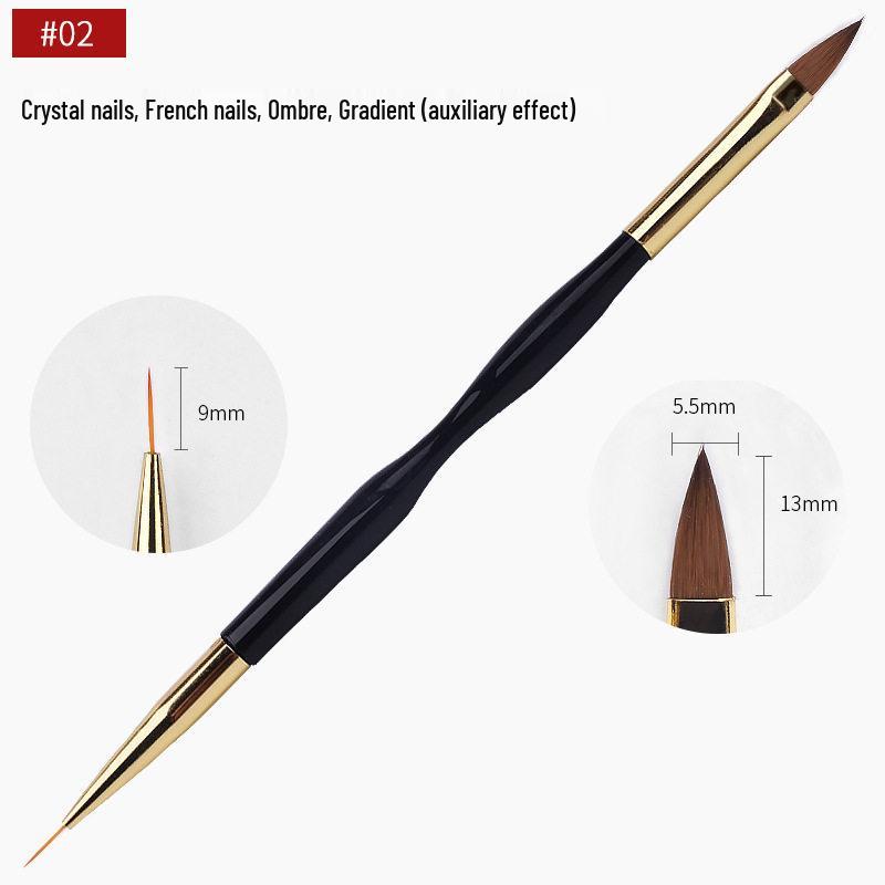 Double-Ended Nail Art Liner & Carving Gold Pen Set with Copper Tube Holder