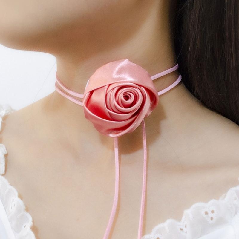 Elegant Rose Flower Clavicle Chain All-matched Necklace Women Bridal Adjustable Choker Mariage Jewelry Y2K Accessories