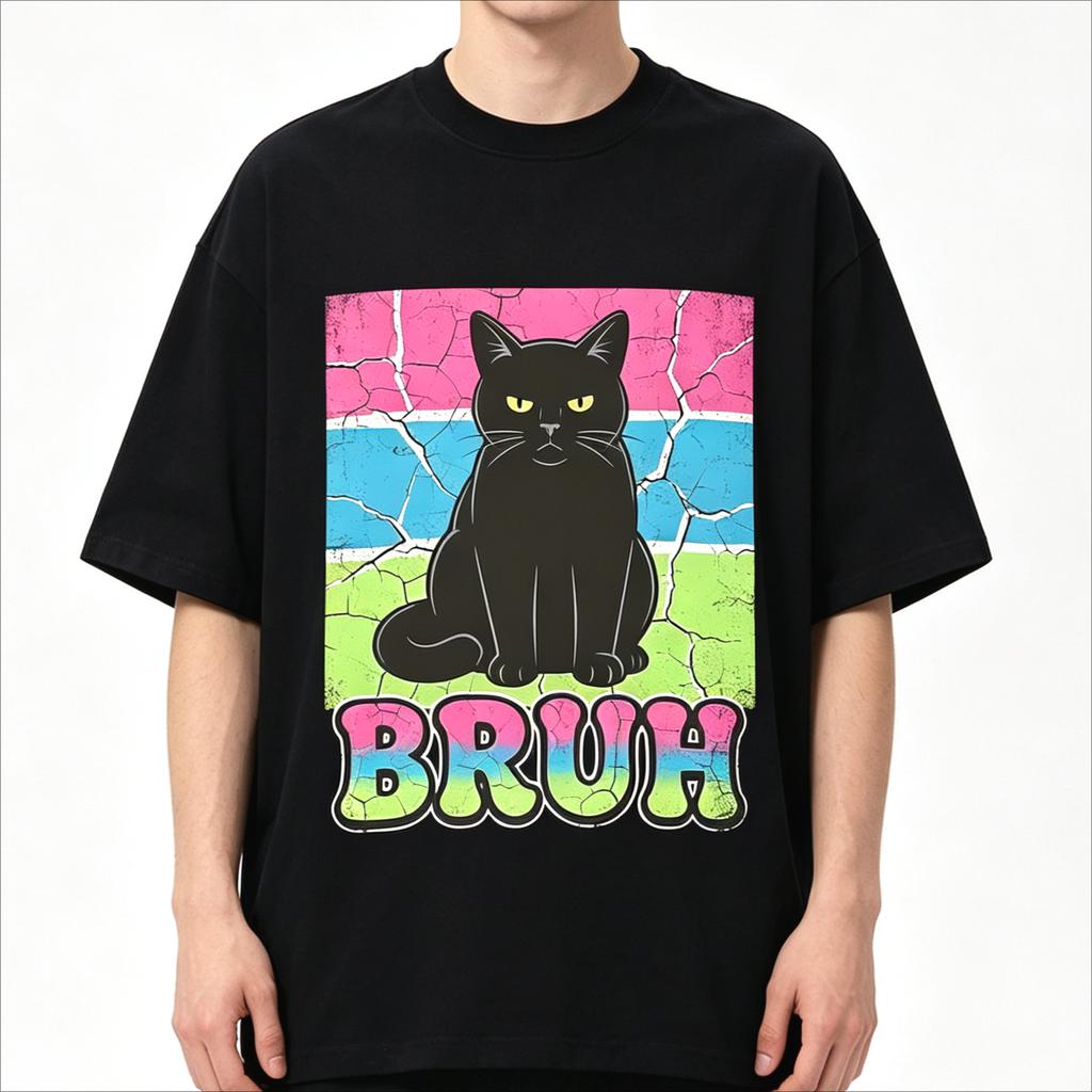 Summer Hot Sale Funny Cat Meme Tshirt Unisex Unisex Fashion Hip Hop Tshirt Shortsleeved Loose Casual Cotton Oversized Clothing