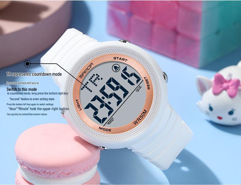 Sanda Trendy Korean Style Luminous Waterproof Watch for Outdoor Sports - Unisex Multifunctional Display.