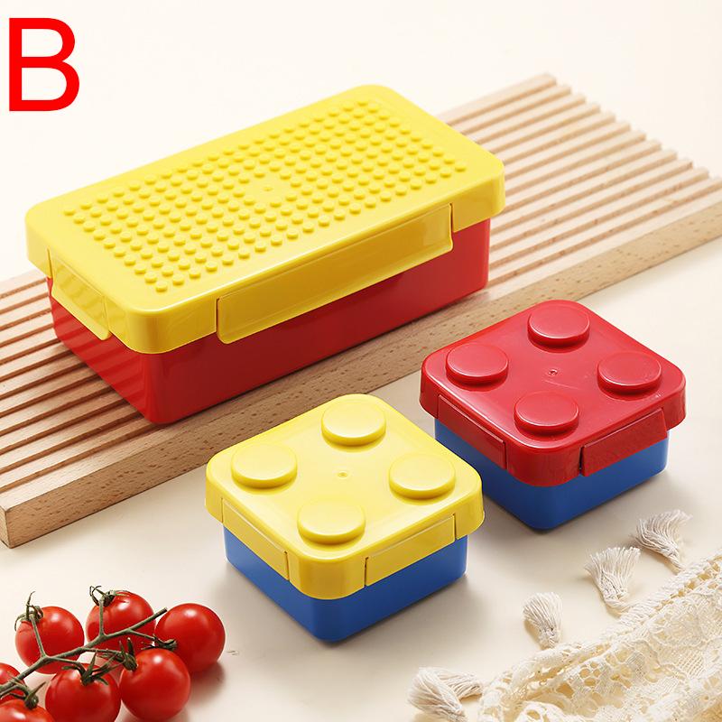 DIY Building Block Lunch Box Portable Children's Lunch Box Cartoon Student Bento Box Food Grade Pp Microwave Heatable Lunch Box