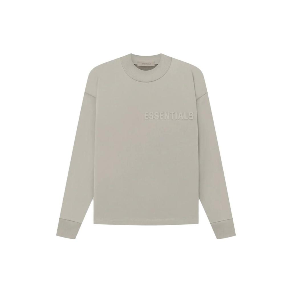 Fear of God Essentials Essentials Long Sleeve Tee with Front Logo Ribbed Crew Neck - SS23 Collection Men Tops Seal-Grey FOG-SS23-075