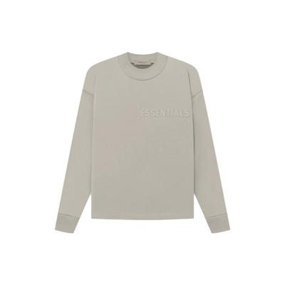 Essentials Essentials Long Sleeve Tee with Front Logo Ribbed Crew Neck - SS23 Collection Men Tops Seal-Grey FOG-SS23-075