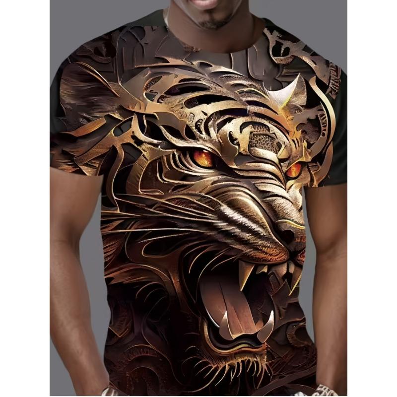 Men's 3D Pattern Printed Crew Neck T-Shirt - Summer Casual Plus Size Short Sleeve Top