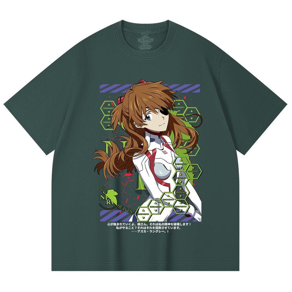 230 Gsm 100% Cotton Evangelion V4 Asuka Print Unisex Heavy Cotton T Shirt