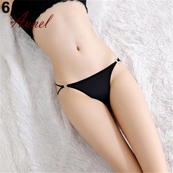 Sexy Women Iron Ring Bowknot G-String T-Back Panties Link Hollow Design