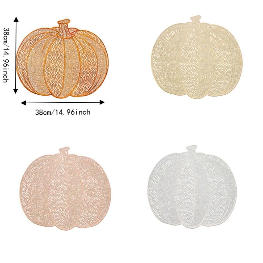 4 Stück Anti-Rutsch Halloween Hohlkürbis Tischset Metallische Farbe Kürbis Topfuntersetzer Restaurants