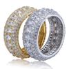 Copper Inlaid Zircon Ring, Three Rows of Full Diamonds Light Luxury Ring Size Diamond Splicing Ring