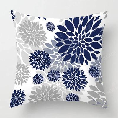 Upgrade Your Living Room Decor with A Stylish Geometric Cushion Cover In Blue and White Floral Pattern Home Decor