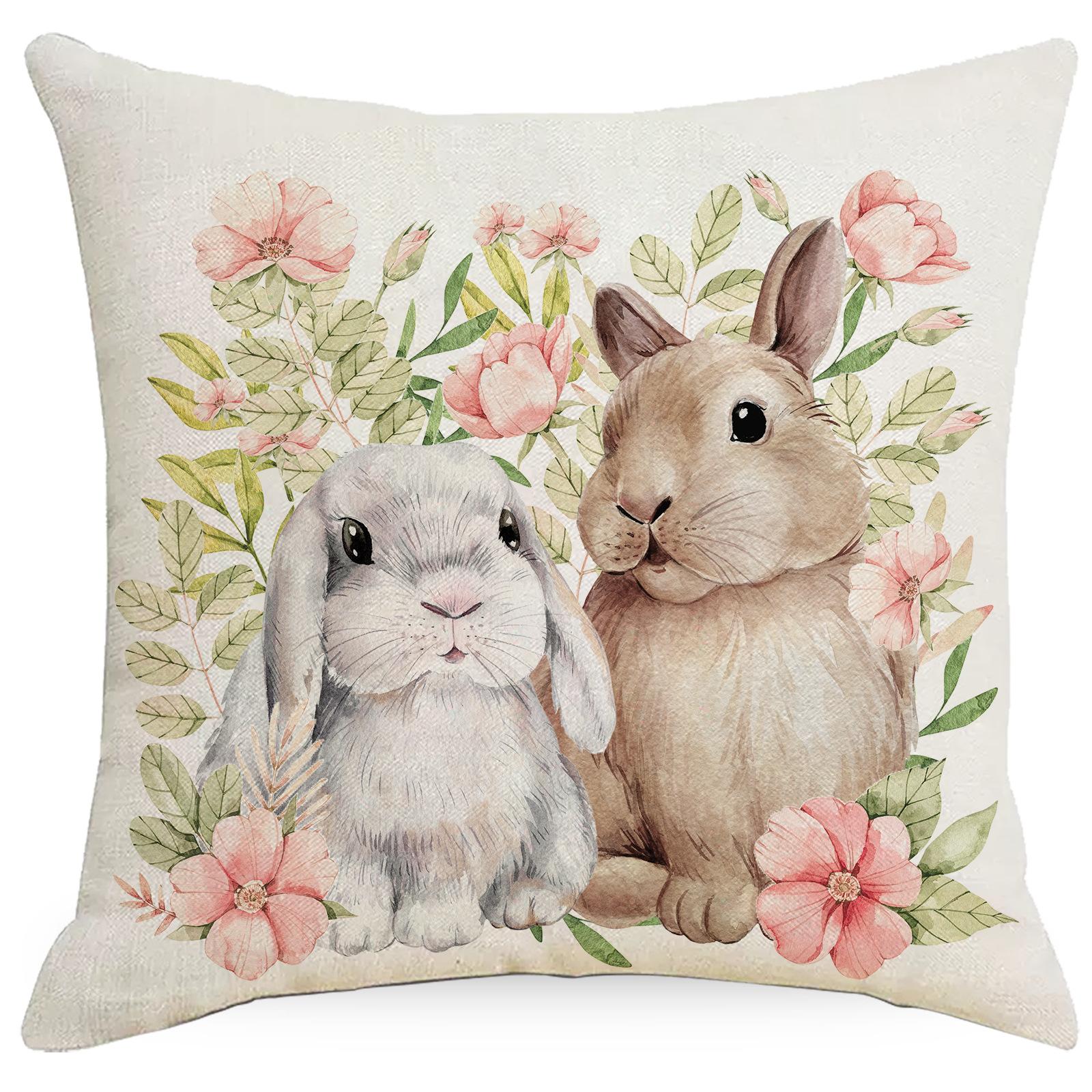 

Pink Easter Linen Pillowcase Home Sofa Car Pillow Cushion Cover 45 * 45Cm without pillow core