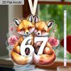 Valentine's Day Transparent Acrylic Pendant Two Foxes 6 7 Pattern Hanging Decor for Wall Door Car Gift for Friends Galentine's Day