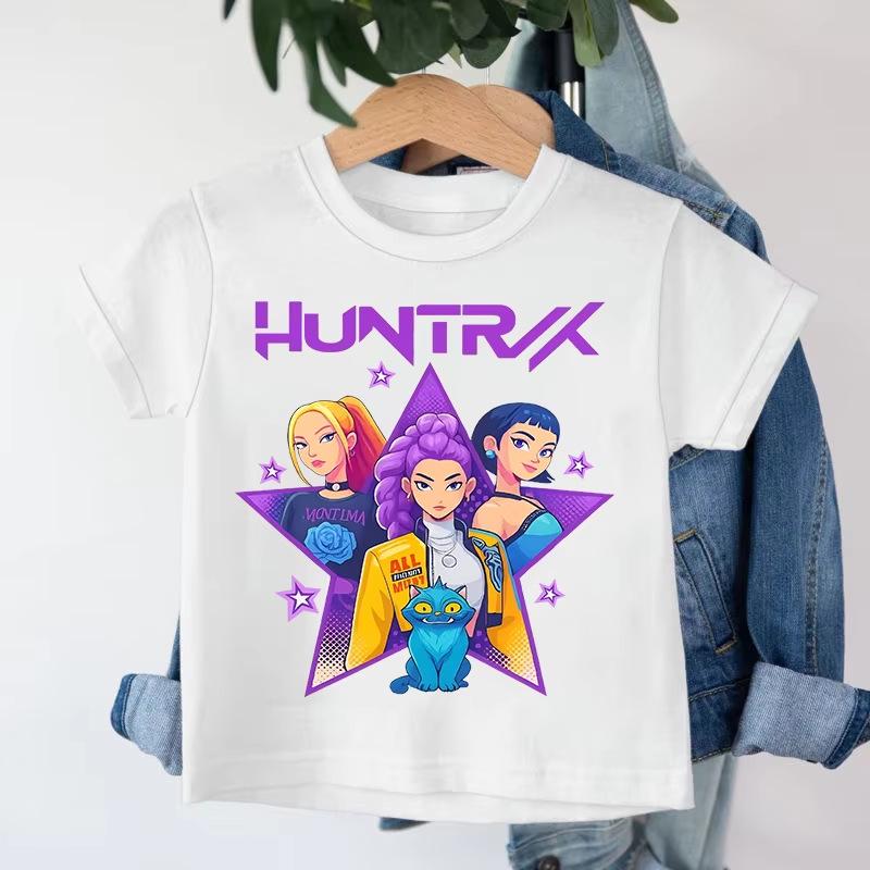 Kpop Dämonenjägerin Girlgroup Baumwoll-T-Shirt - Kinder Rundhals Kurzarm