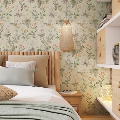 Retro Floral Wallpaper Real Waterproof Wear Resistant Wall Sticker Self Adhesive Removable For Home Decoration WallPaper Sticker