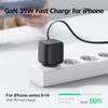 New EU US UK Plug Retractable Magnetic USB GaN Charger 35W Type C PD Fast Phone ChargerBuilt Quick Charge Cable For Travel