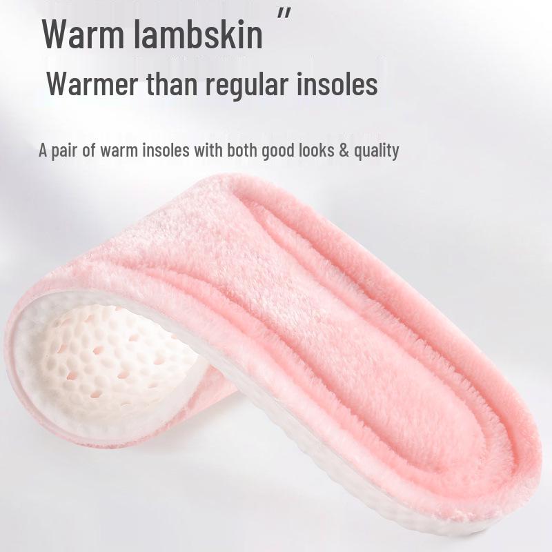 Fleece-Lined Shock-Absorbing Winter Insoles with Massage and Comfort