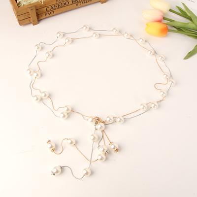 Women'S Pearl Waist Chain Dress Wedding Dress With Waist Chain Xiaoxiang Decorative Fine Belt Sweater Chain