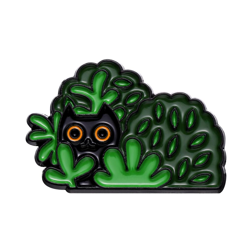 Cute Cat Black Brooch Set With Delightful Floral And Plant Motifs Perfect For Fall Fashion