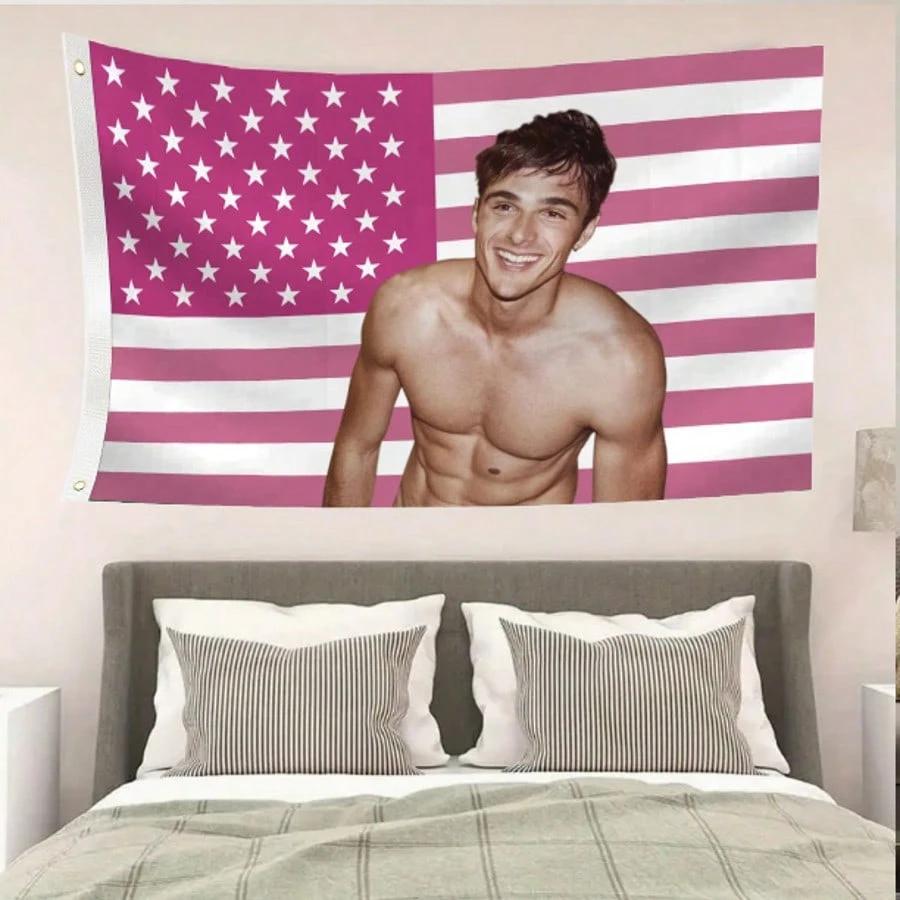 1pc Hot Pink Edgy Graffiti Polyester Tapestry 2D Print Bold Wall Decor for Bedroom Living Room Perfect Festival Birthday Gif
