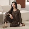 Woven cotton gauze pajamas women's spring and autumn pure cotton long-sleeved women's spring and summer cotton thickened loungewear set