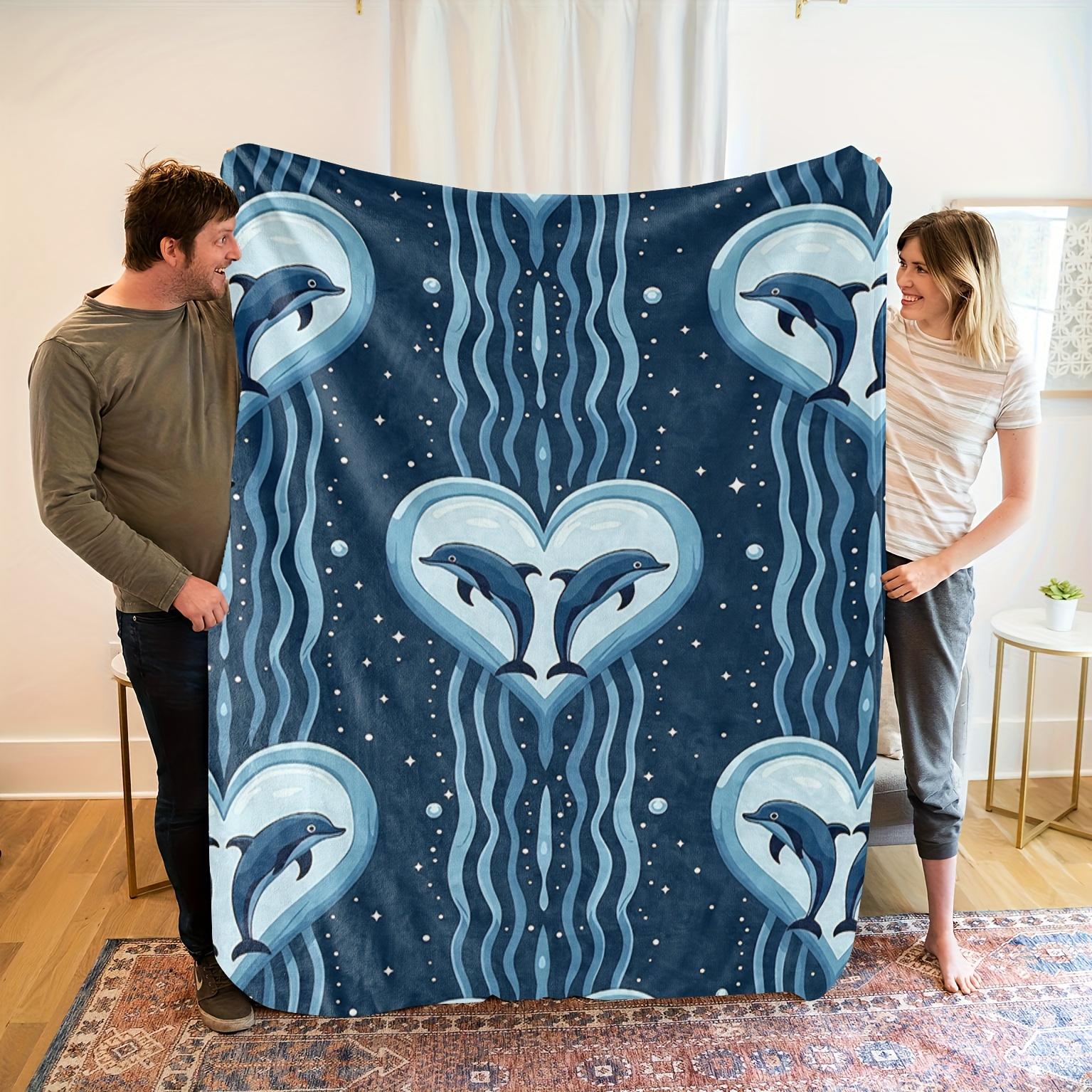 

Ocean Theme Flannel Blanket - Soft, High-Quality Digital Print, All-Season Cozy Throw with Marine Life Design, Perfect Gift for 75x90cm