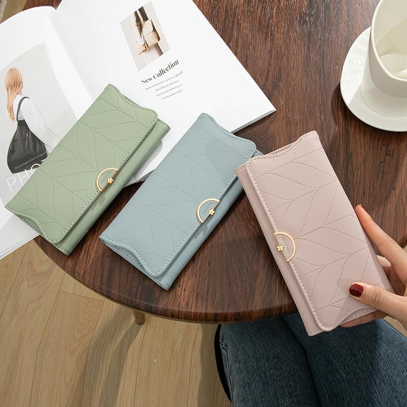 Long wallet for women, niche design, triple fold, small and fresh coin purse, women's handbag