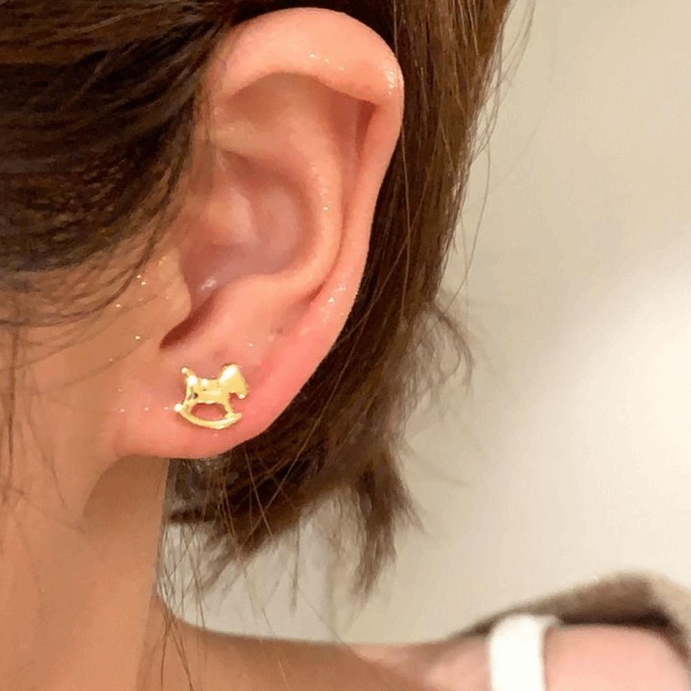 Cartoon Mini Pony Stud Earrings Zinc Zinc Alloy Drop Earrings Mini Horse Ear Studs Chinese Horse New Year