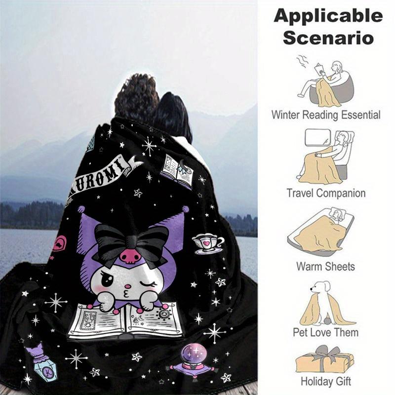 1pc. Cute Kuromi Cat Blanket - Perfect for Home, Office, Outdoor Use & G