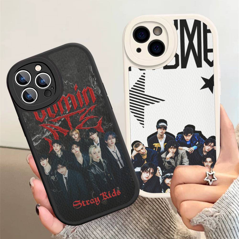 Kpop S-Stray K-Kids For IPhone 16 15 14 13 12 11 Pro Max Plus Shockproof Leather Soft Phone Cover