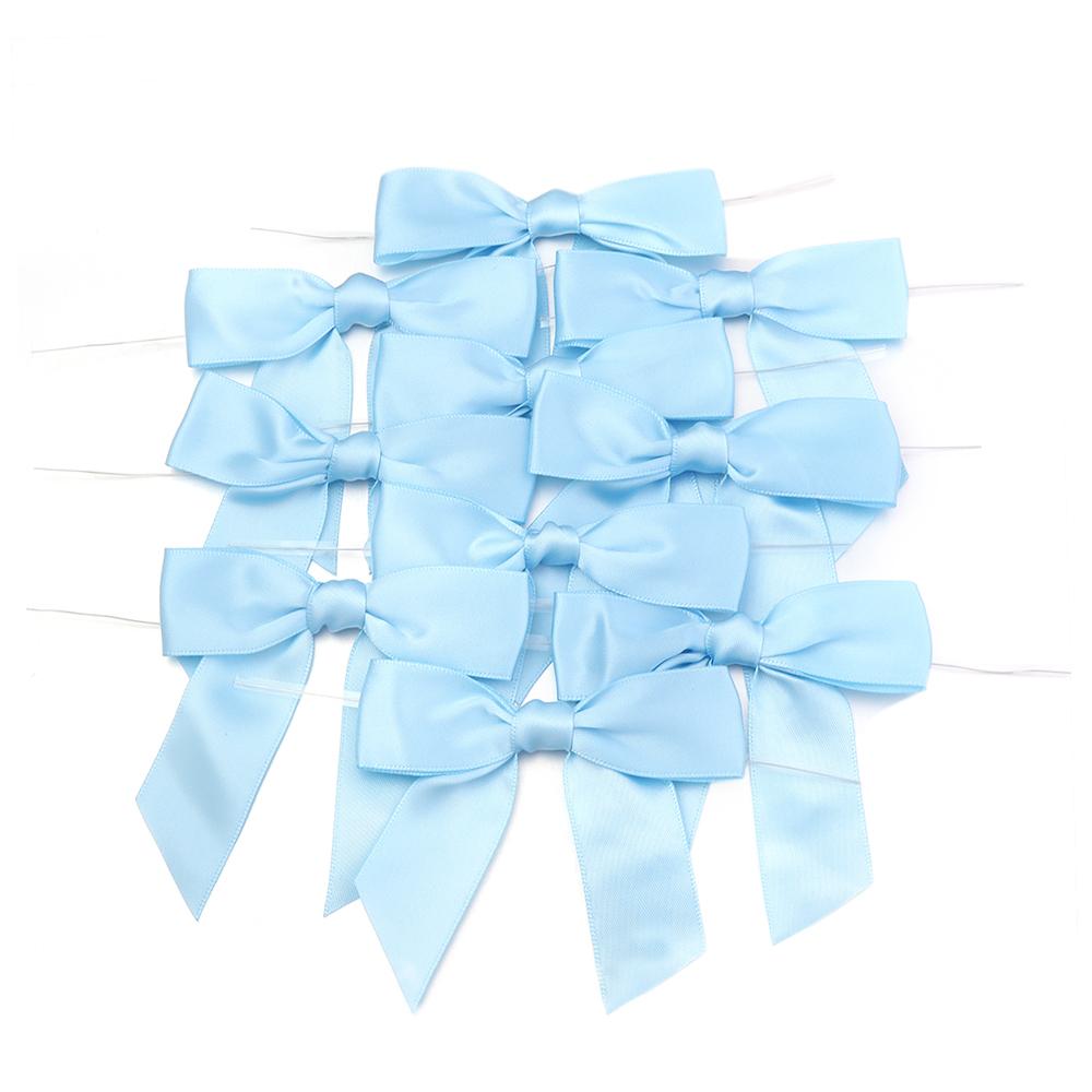 10pcs 9x9cm Ribbon Bow With Iron Wire Colorful Polyester Bow Tie For Wedding Party DIY Candy Biscuit Gift Packaging Seal Decor