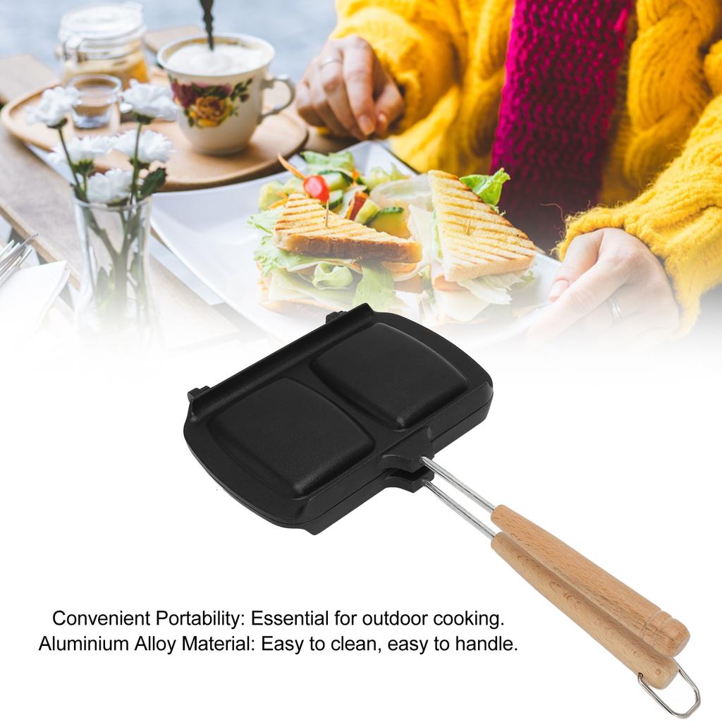 Sandwich Baking Pan Double Side Sandwich Maker Anti Stick with Detachable Handle Sandwich Skillet for Gas Stove Egg Toast