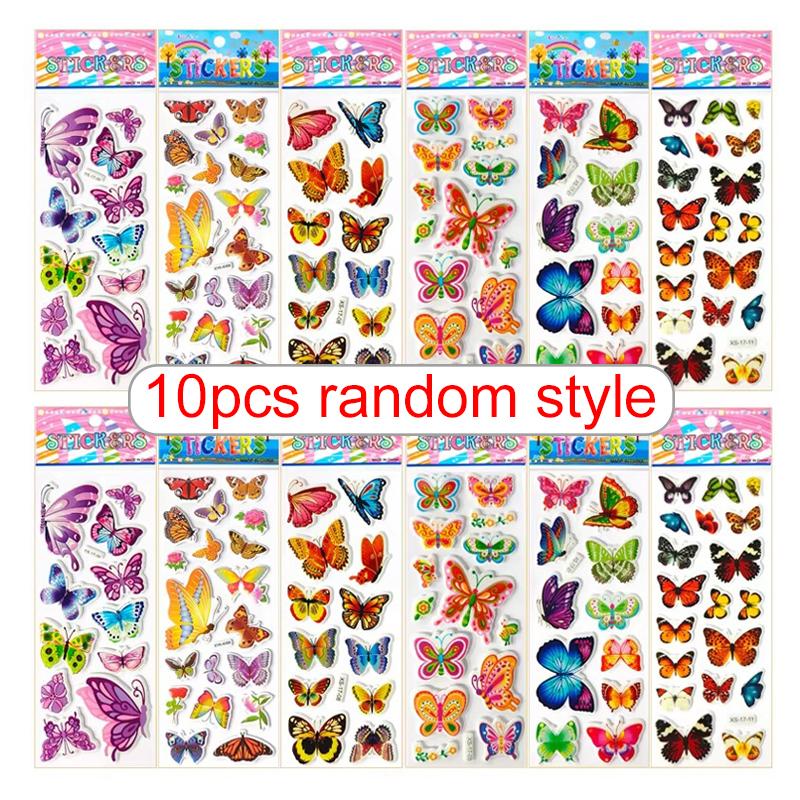 10sheets 3D Bubble Decorative Sticker Colorful Cartoon Cute Style Reusable Stickers for Birthday Christmas New Year Gift TMZ