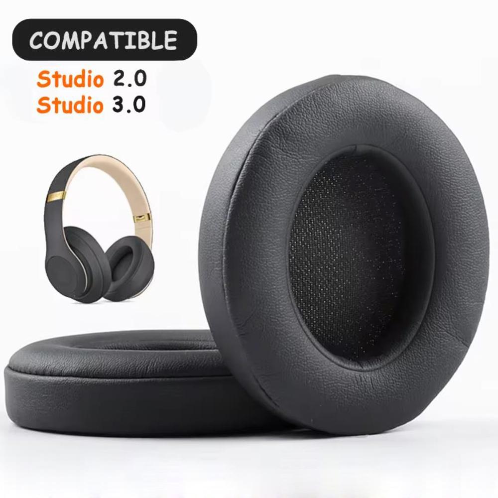 Voor Beats Studio 2.0 Studio 3.0 Draadloze en bekabelde hoofdtelefoon Vervangende oorkussens Kussens Oorkussens Proteïneleer B0500 B0501 donkergrijze kleur