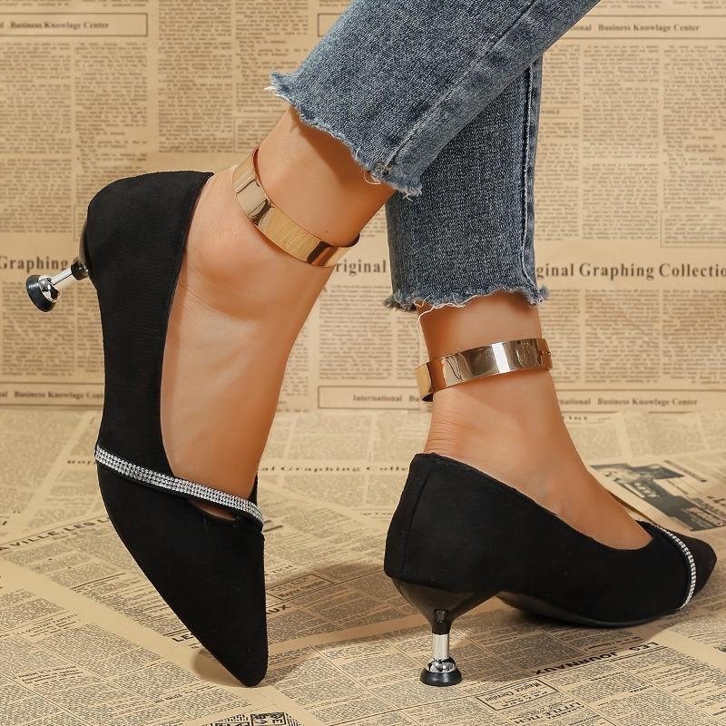 Fashion High Heel Pointed Toe Women's Shoes French Style Fairy Thin Heels Casual Rhinestone Spring Autumn New Model Pumps Sandals
