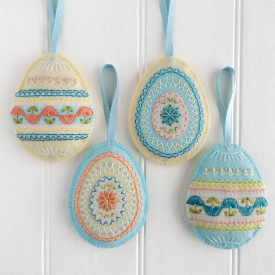 Easter Egg Embroidery Felt Kit DIY Craft Set with Embroidery Design Handmade Felt Easter Egg Ornament
