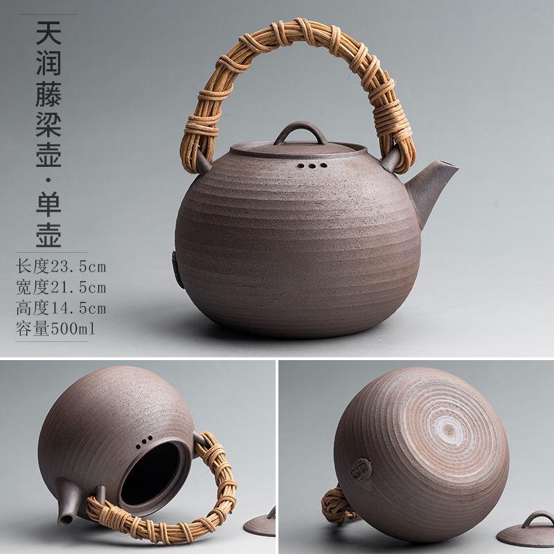Japanese-Style Handmade Teapot - Retro Coarse Pottery Stoneware, Portable Ceramic Teaset for Kungfu Tea