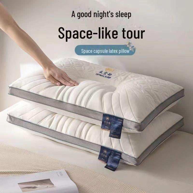 Space Capsule Neck Support Latex Pillow for Dormitory, Home, or Hotel - Available As Single or Pair.